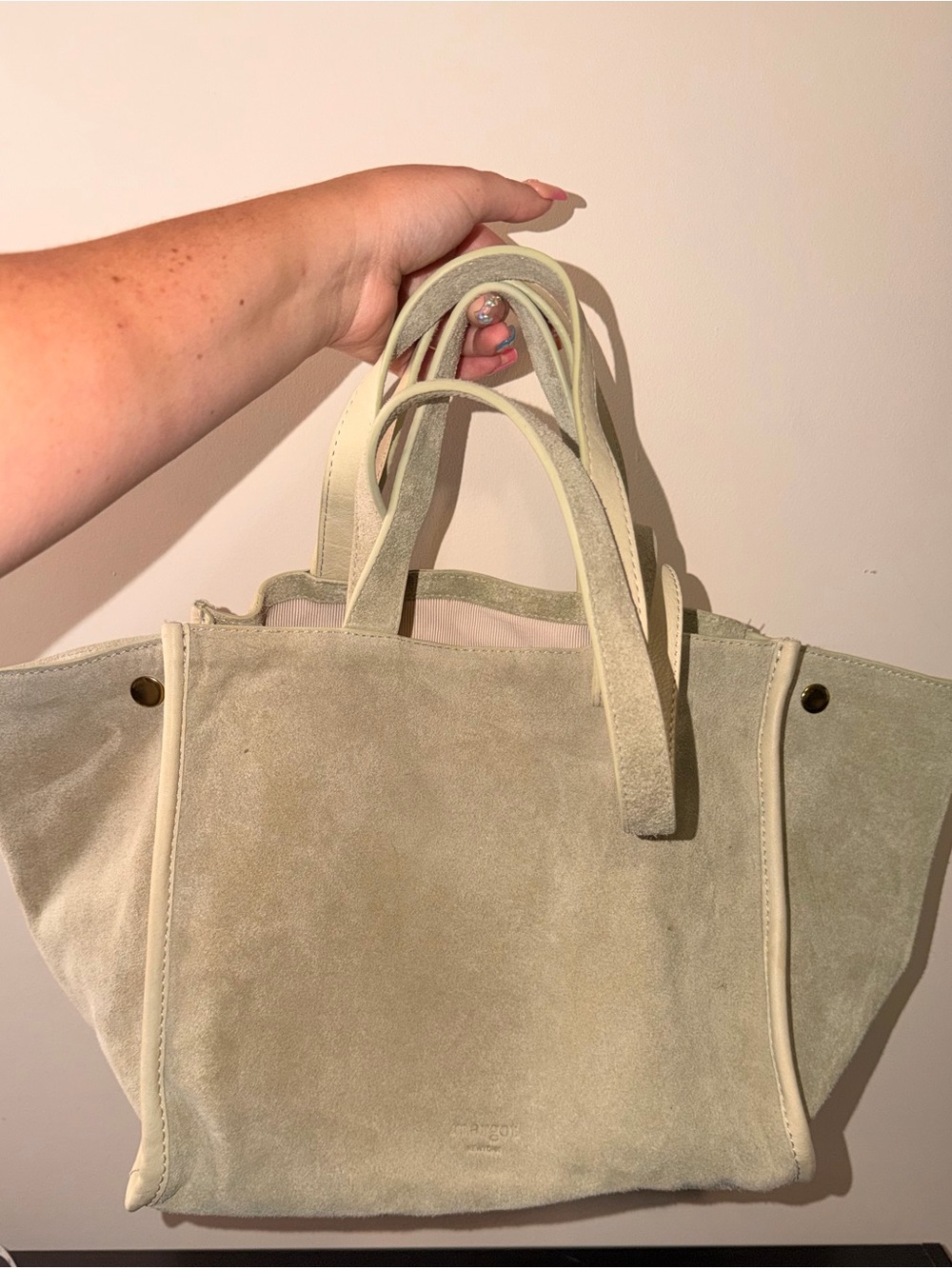 Margot New York Jamee Leather Suede Double Handle Handbag Tote & Wallet